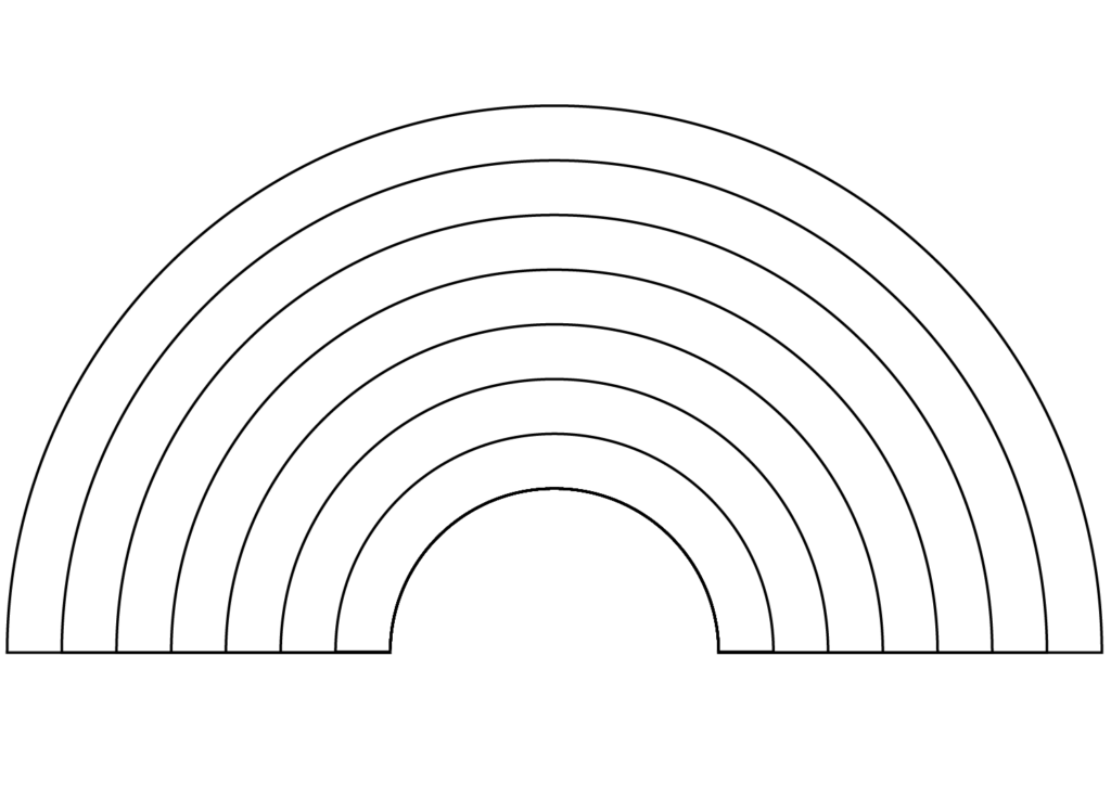 Simple outline of a rainbow for kids to color, part of Rainbow Coloring Pages Printable Free