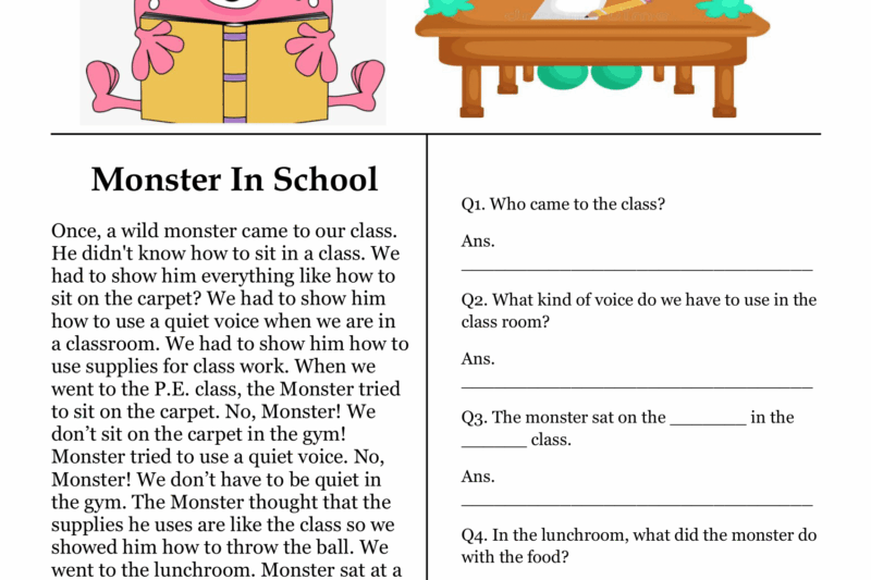Reading Sheets For 3rd Graders