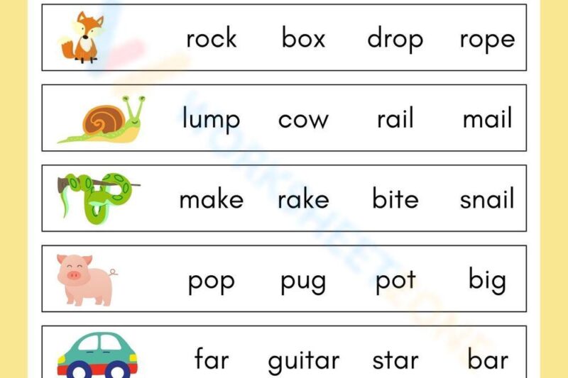 Rhyming Words Worksheet For Grade 1