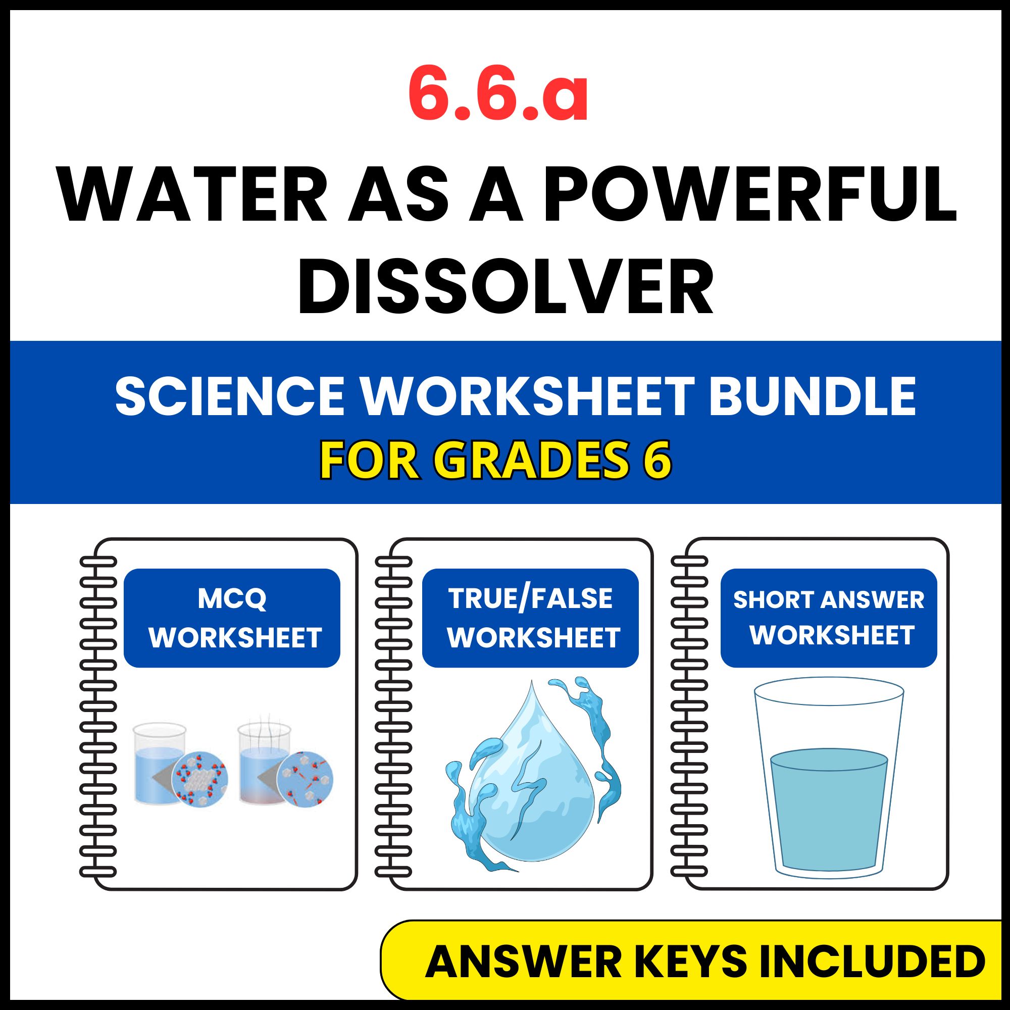 Free printable Science For 6th Graders Worksheets featuring water as a powerful dissolver