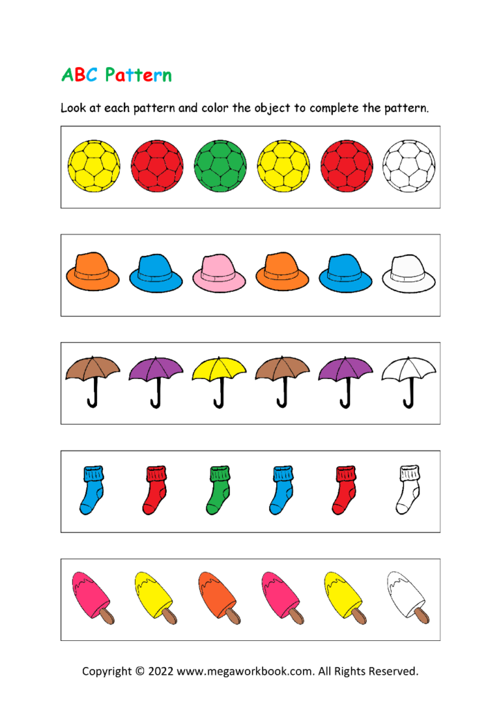 Shape Patterns Worksheet for Kindergarten, 1st Grade, and 2nd Grade ...