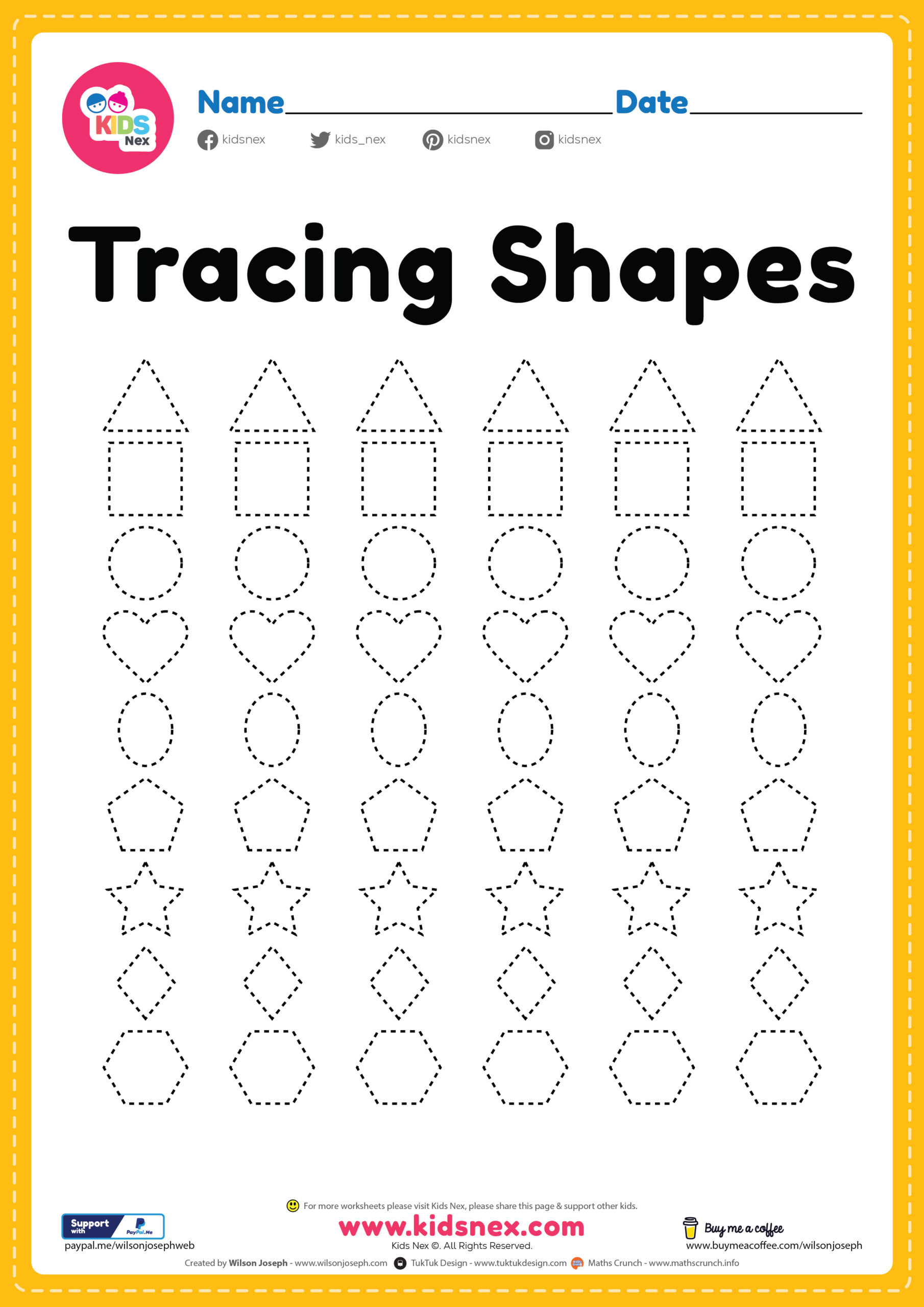 Engaging Shapes Tracing Worksheets For Preschoolers featuring various shapes to trace