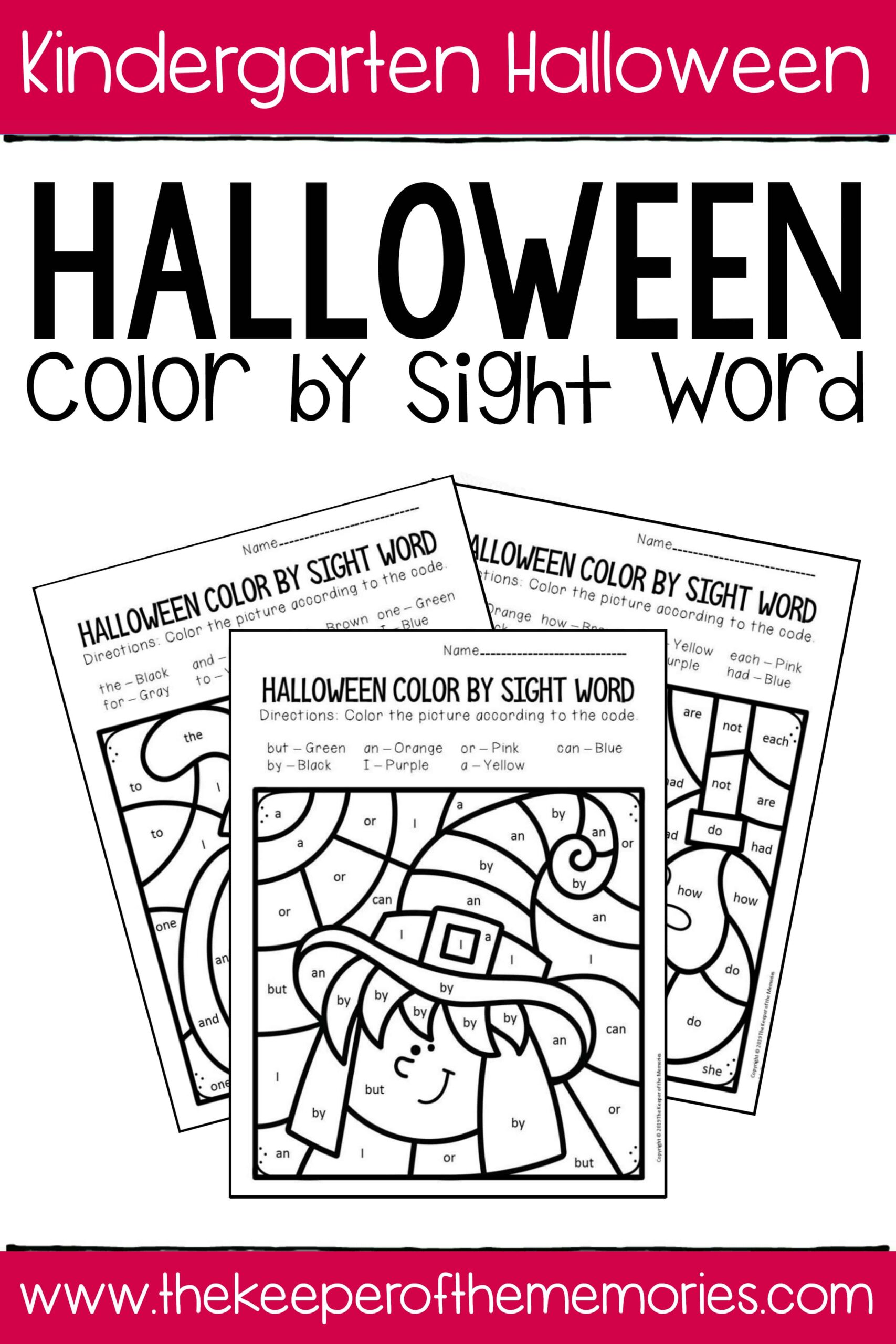 Sight Word Color By Word - Free printable Halloween sight word worksheets for kindergarten students to color by sight word