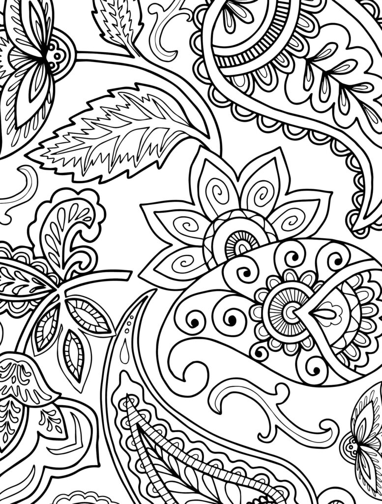 Simple Coloring Sheets For Adults - Intricate floral design in a black and white coloring sheet for adults, perfect for relax