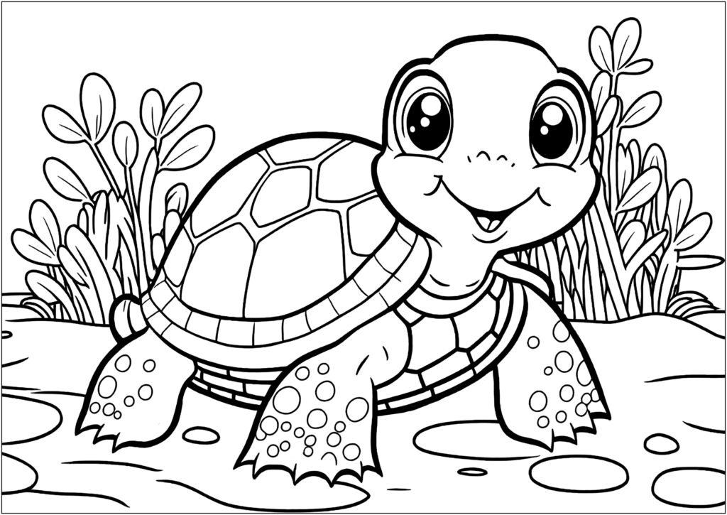 Smiling turtle - Turtle Coloring Pages - Page page/