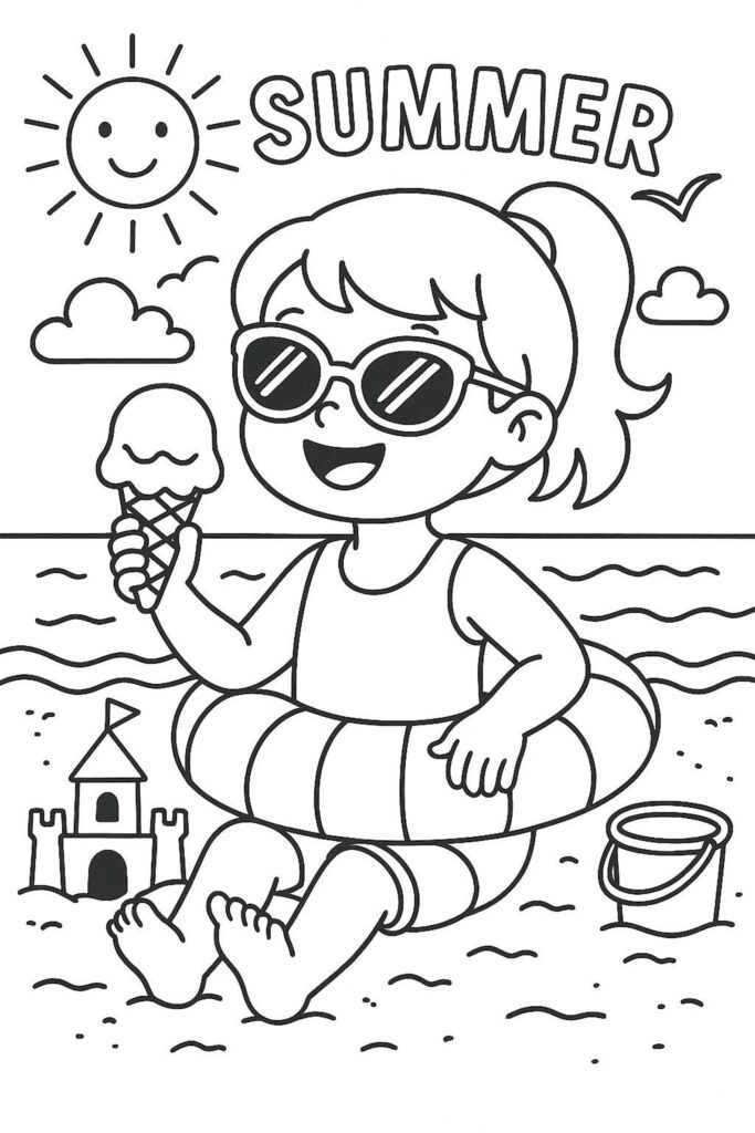 Summer Beach Coloring Page for Kids – Fun Printable Activity With Ice … Summer Beach Coloring Page for Kids – Fun Printable Activity With Ice ...