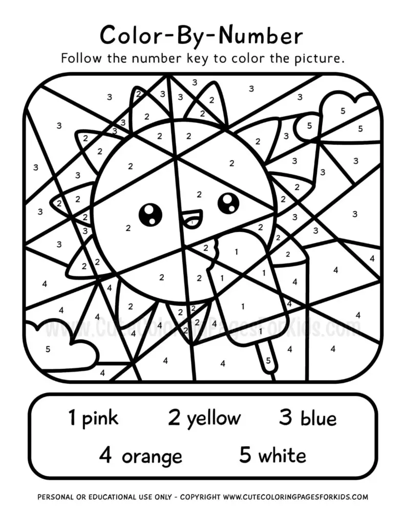 Summer Color By Number – Cute Coloring Pages For Kids Summer Color By Number - Cute Coloring Pages For Kids