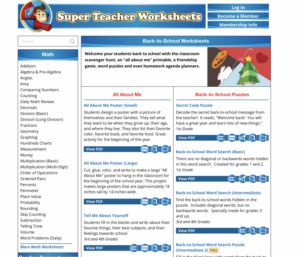 Super Teacher Worksheets Login | GSA - Worksheets Library