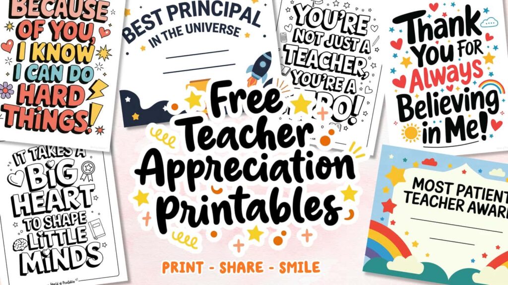 Teacher Appreciation Printables (Free Cards, Certificates and Coloring … Teacher Appreciation Printables (Free Cards, Certificates and Coloring ...