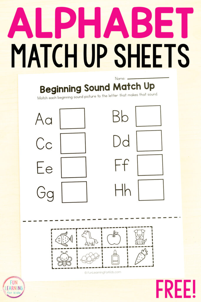 Free printable worksheets for Teaching Letters And Sounds In Kindergarten with alphabet match-up activities
