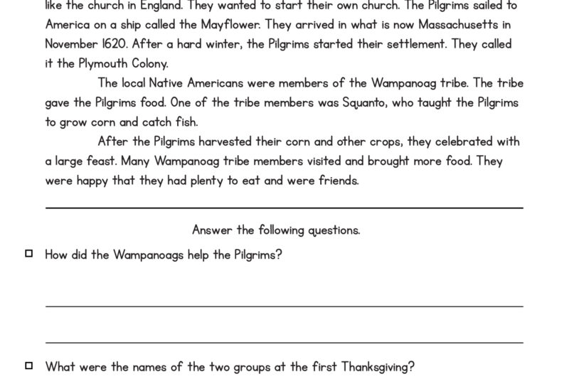 Thanksgiving Worksheets For Middle Schoolers