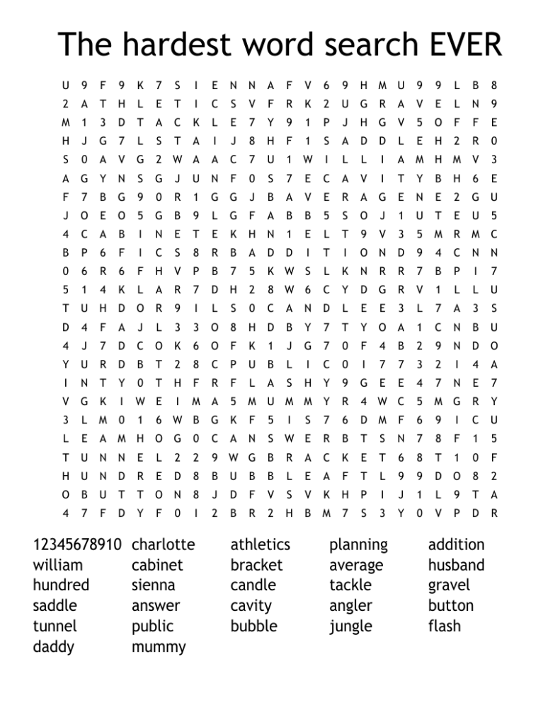 The World's Hardest Word Search - The hardest word search EVER - WordMint