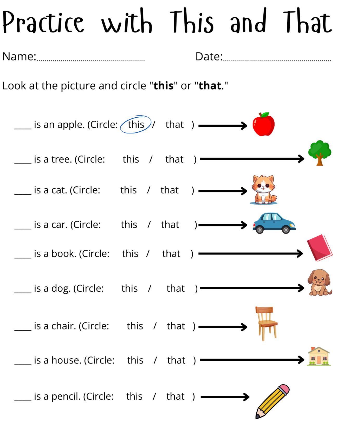 This That Worksheet For Kg - using this and that worksheets for kindergarten - use of this and that ...
