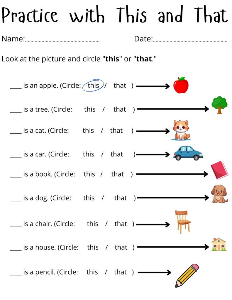 This That Worksheet For Kg - using this and that worksheets for kindergarten - use of this and that ...