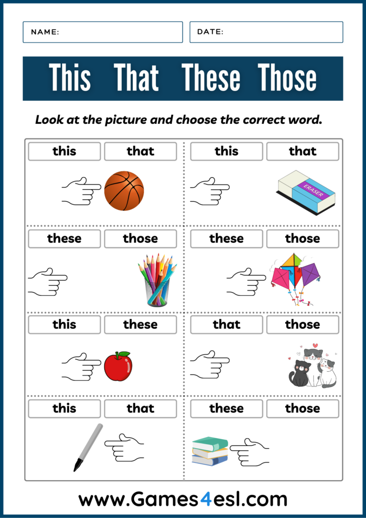This That Worksheet For Kindergarten - This That These Those Worksheets | Printable Demonstrative Pronoun ...