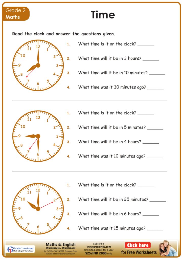 Time Worksheet Grade 2 | Grade1to6.com - Worksheets Library