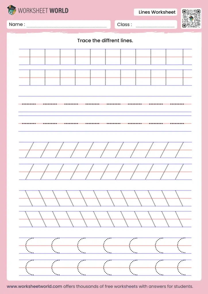 Trace The Lines Worksheets For Preschoolers – Free Printable Free printable Trace The Lines Worksheets For Preschoolers featuring various line patterns for tracing