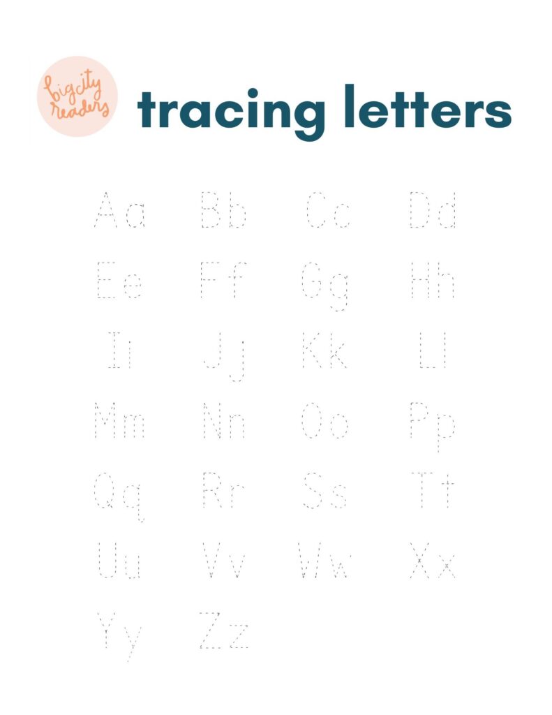 Free worksheet for tracing letters A-Z, designed for preschoolers to improve their writing skills