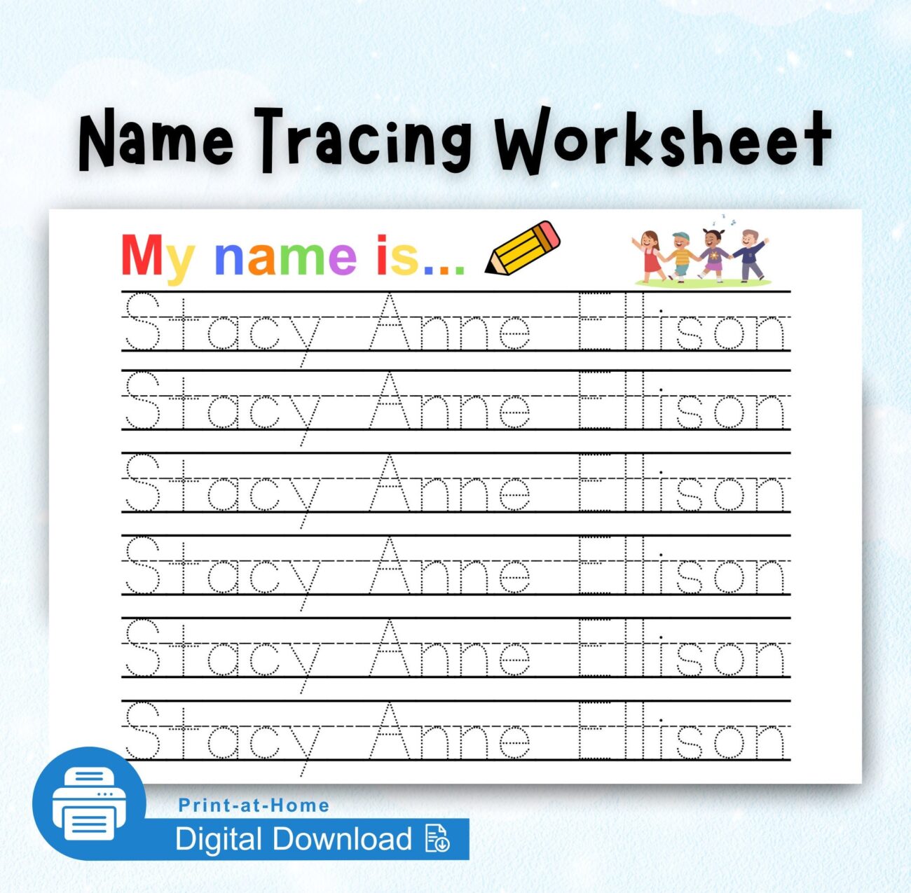 Tracing Names Worksheets For Kindergarten - Personalized Name Tracing Worksheet Custom Name Trace Sheet Preschool ...