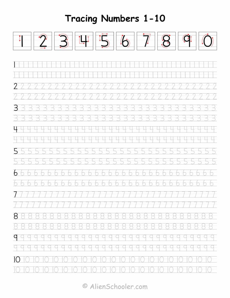 Tracing Numbers 1 10 Free Printable Worksheet Tracing Numbers 1 10 Free Printable - Free printable worksheet for tracing numbers 1 to 10 with guided lines