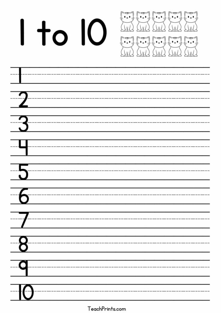 Tracing Numbers Worksheets for Kindergarten – 1 to 10 Tracing worksheet for kindergarten students to practice numbers 1 to 10