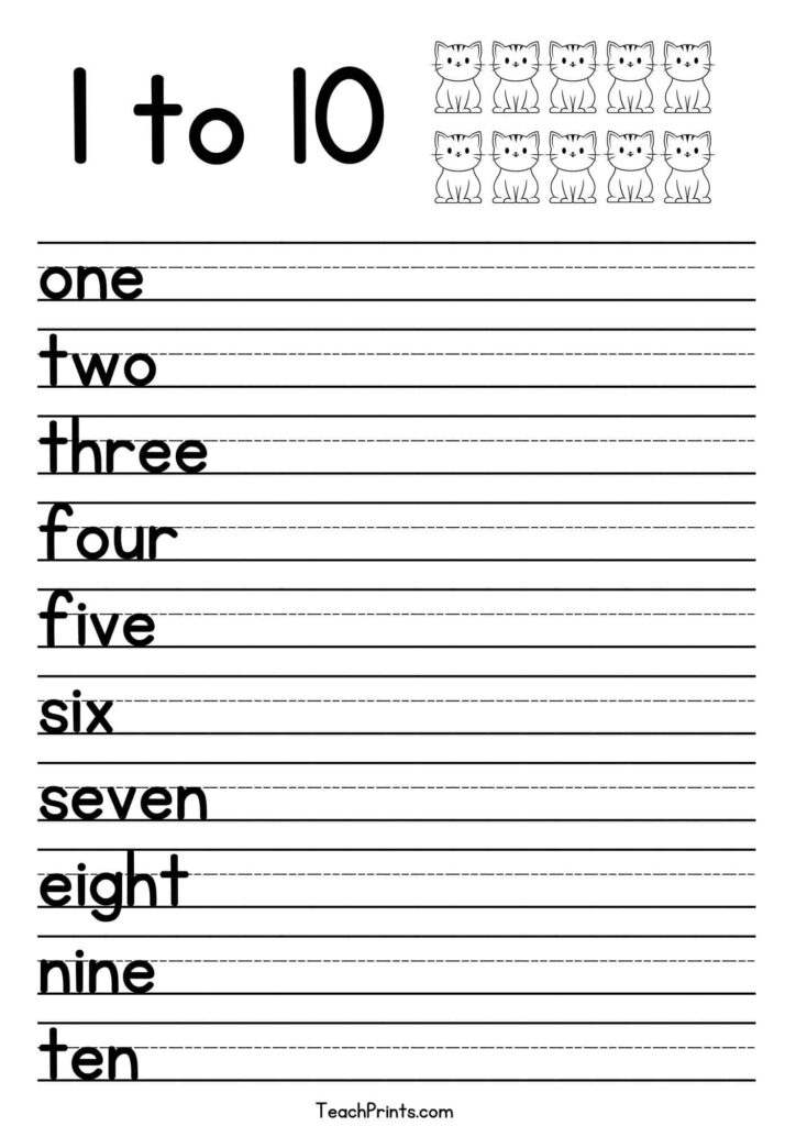 Tracing Numbers And Letters Worksheets with numbers 1 to 10 for children to practice writing