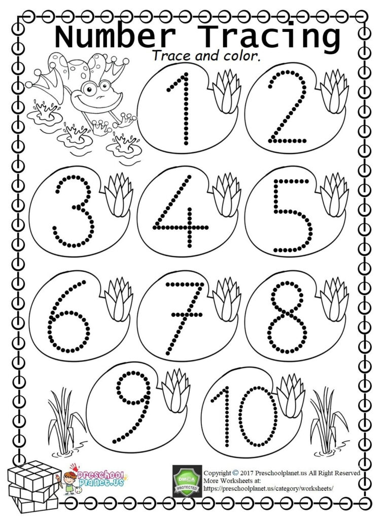 Tracing Numbers 1 Worksheets For Preschoolers - Printable Free Templates