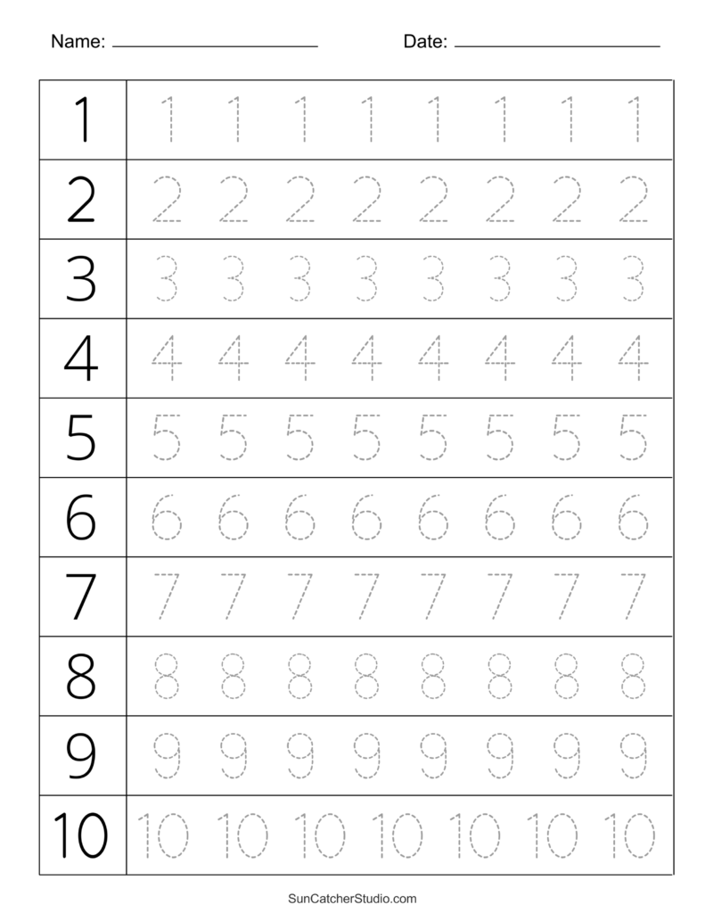 Tracing Numbers Worksheet for Kids Printable tracing numbers worksheet for kids with numbers 1 to 10