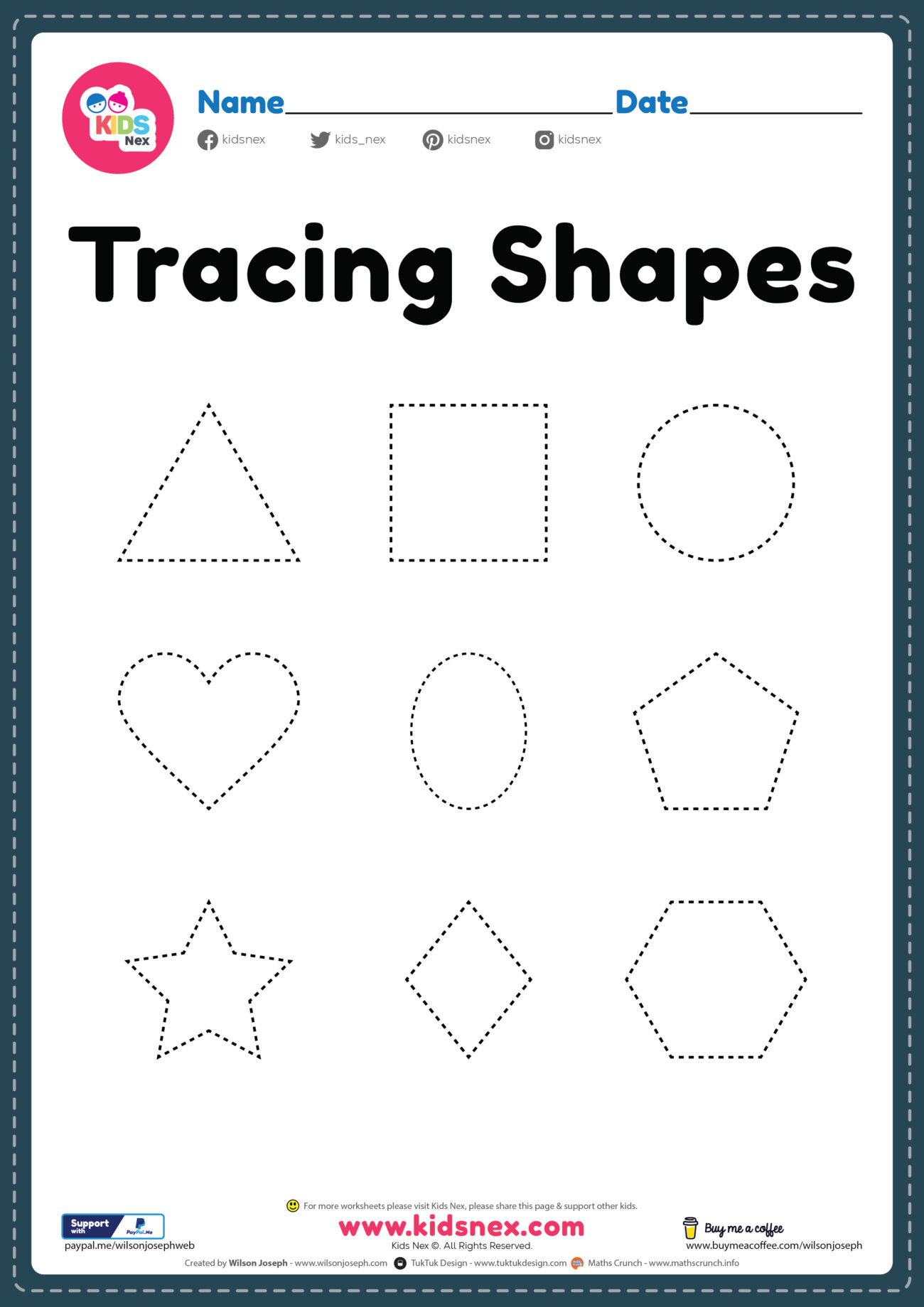 Tracing Shapes Worksheets For Preschool - Tracing Shapes Worksheet - Free PDF Printable
