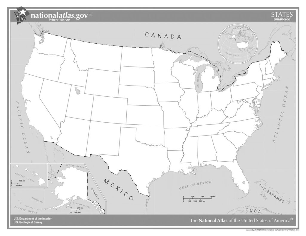 United States Blank Map Worksheet