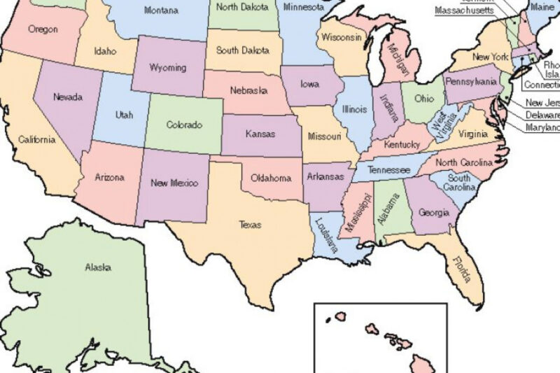 United States Map Labeled Printable