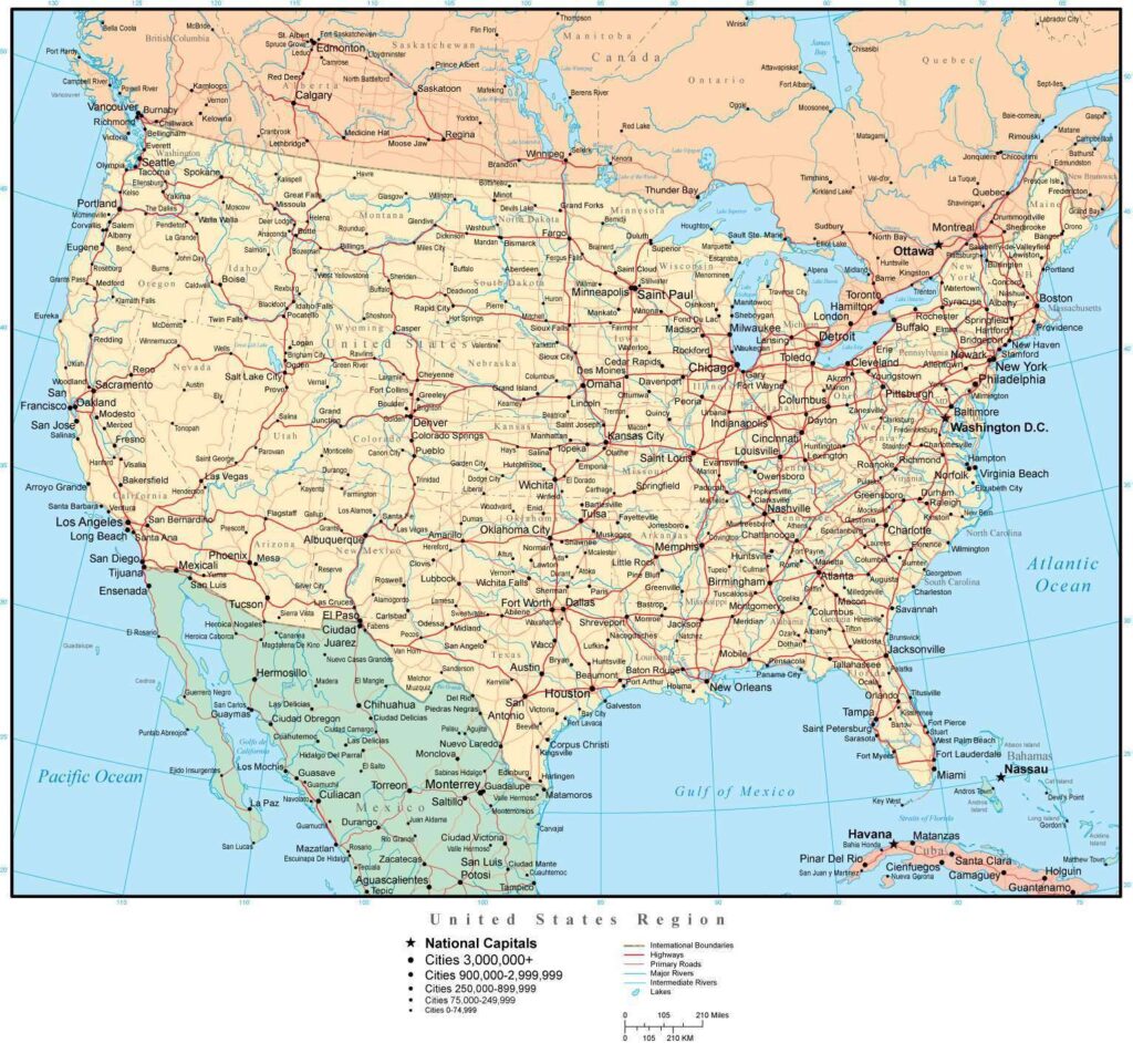 United States Map With Major Cities Printable United States Map With Major Cities Printable