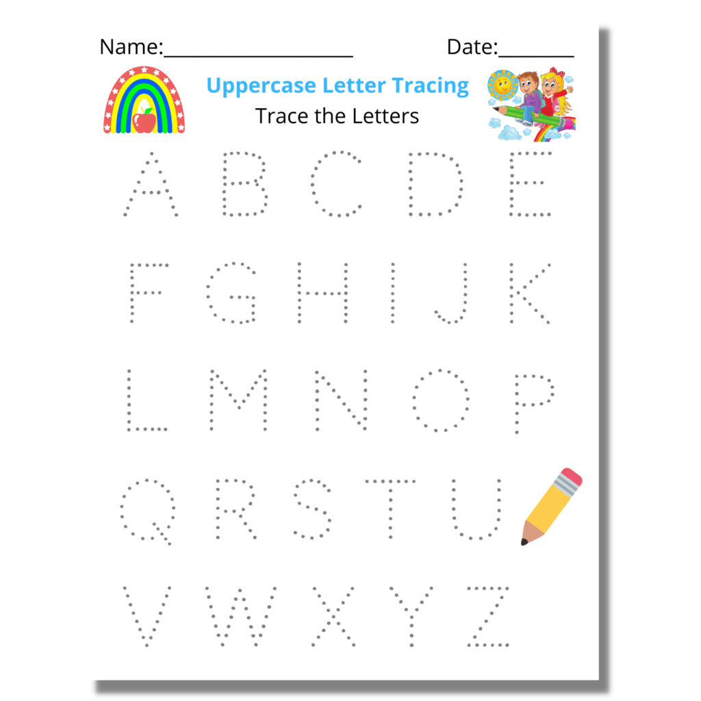 Printable uppercase letter tracing writing chart for preschoolers to practice letter formation