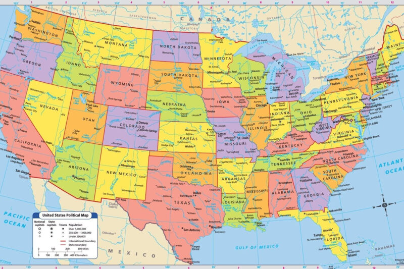 Us Map With Major Cities Printable