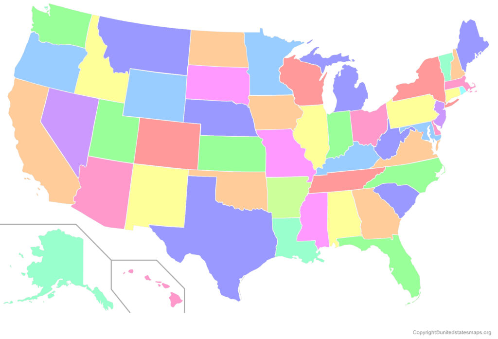 US Map Without Names OR Labels [Free Printable Pdf]