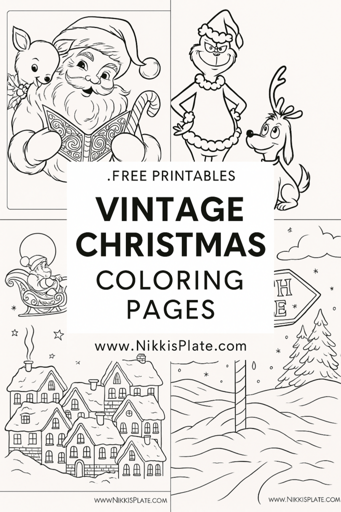 Vintage Christmas Coloring Pages Printable for Adults Charming vintage Christmas coloring pages printable showcasing classic holiday scenes