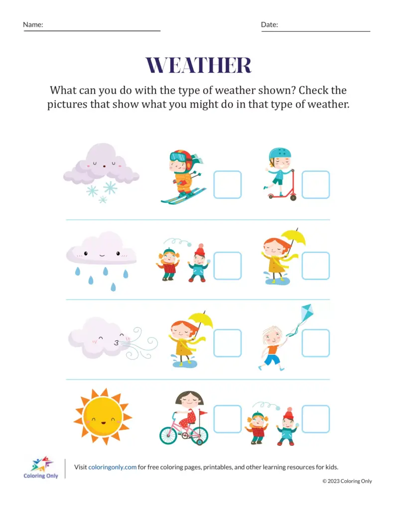 Weather Free Printable Worksheet