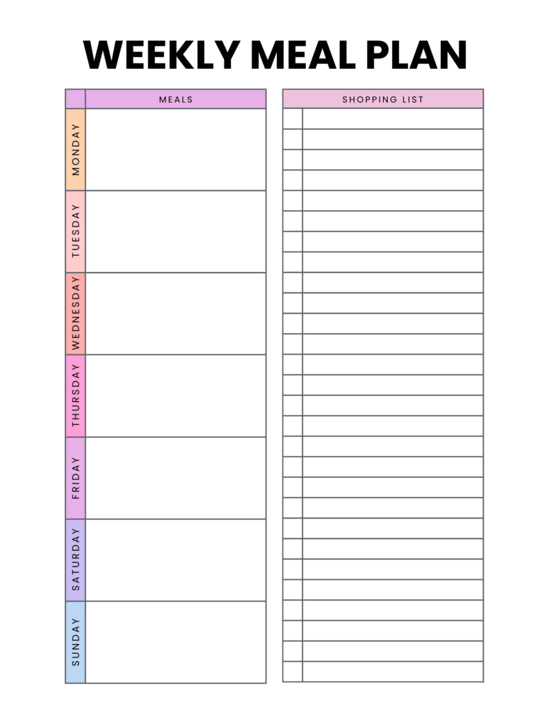 Weekly Meal Plan Templates Free Weekly Meal Plan Templates Free