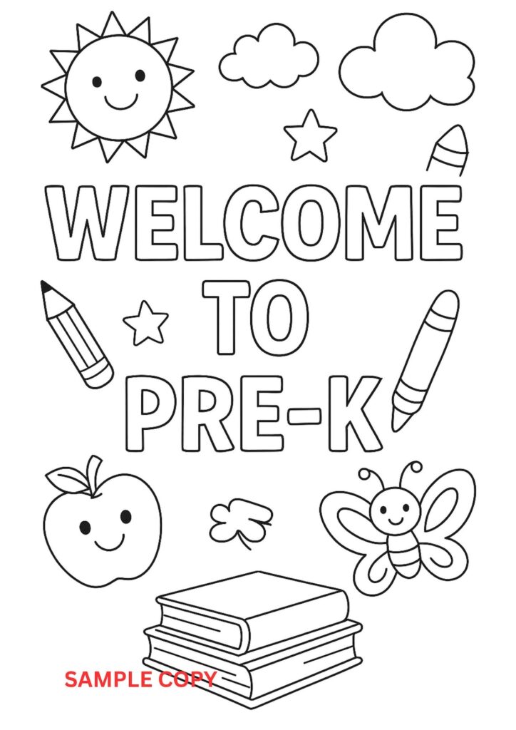 Welcome to Pre-k Coloring Pages | 2 Page Printable Bundle | First Day ...