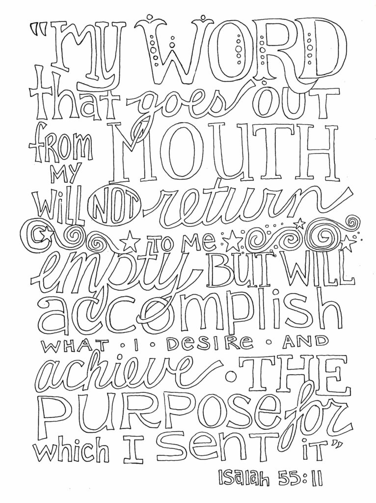 Free Word Coloring Pages For Adults featuring an inspirational quote with decorative lettering