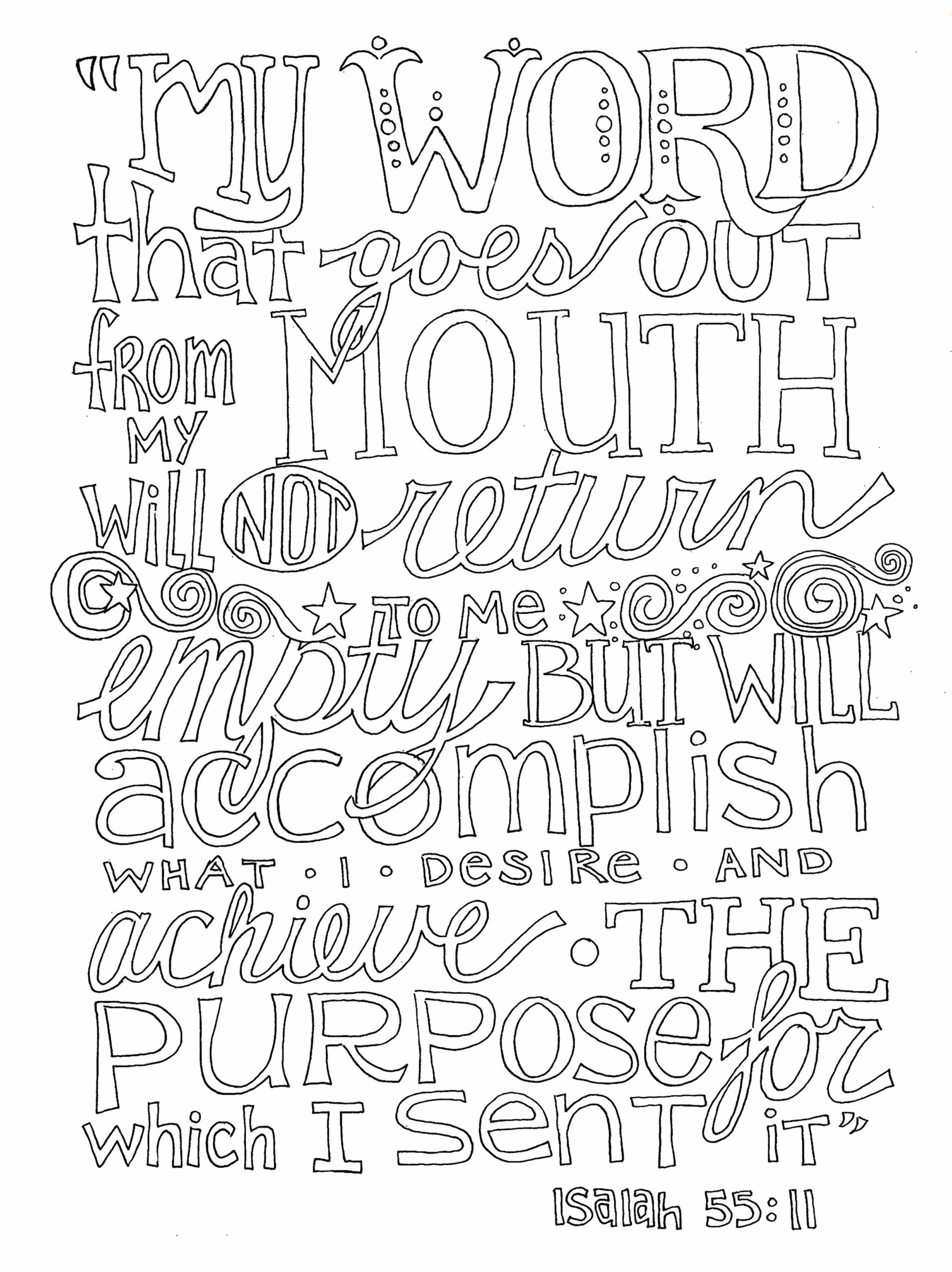 Free Word Coloring Pages For Adults featuring an inspirational quote with decorative lettering