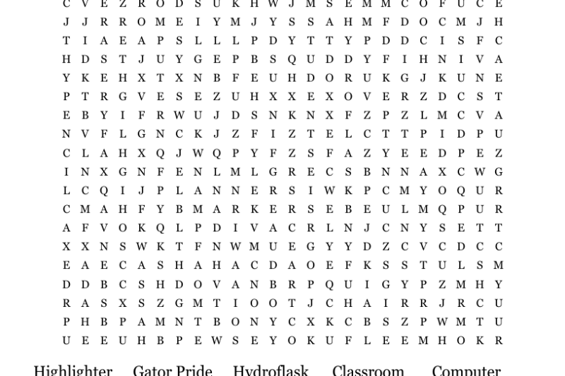 Word Search For Middle School