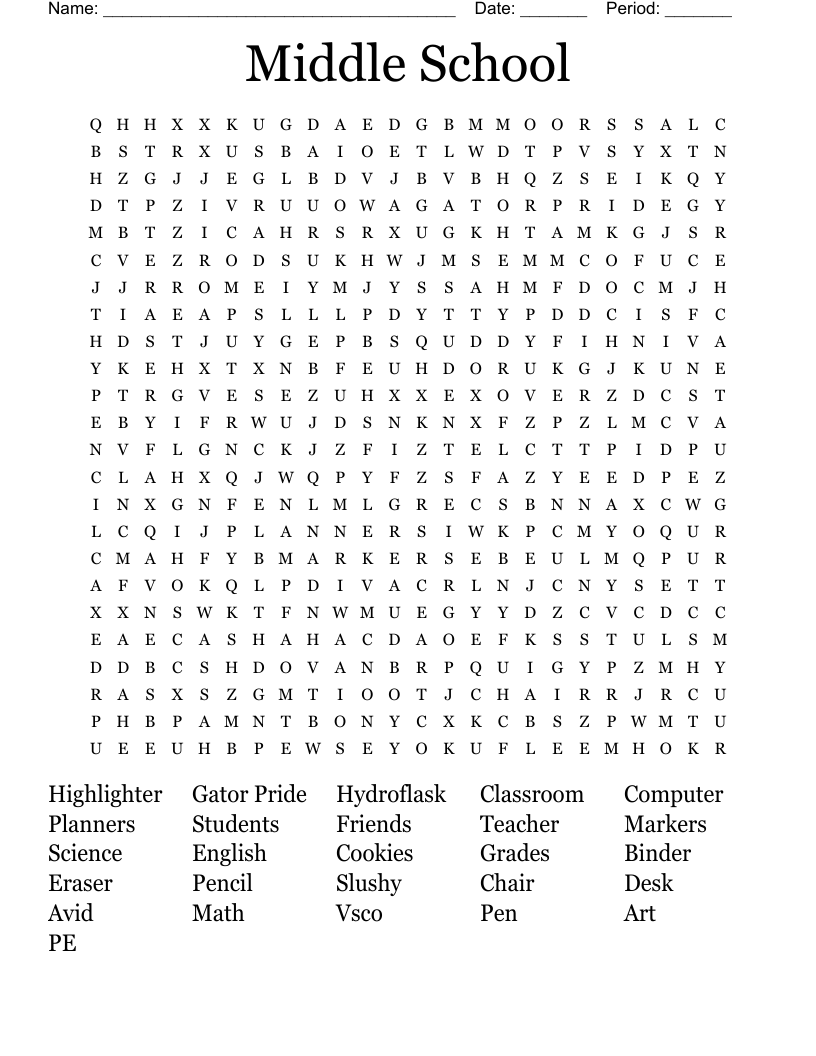 Word Search For Middle School - Fun Riddles And Word Searches Worksheets Middle School