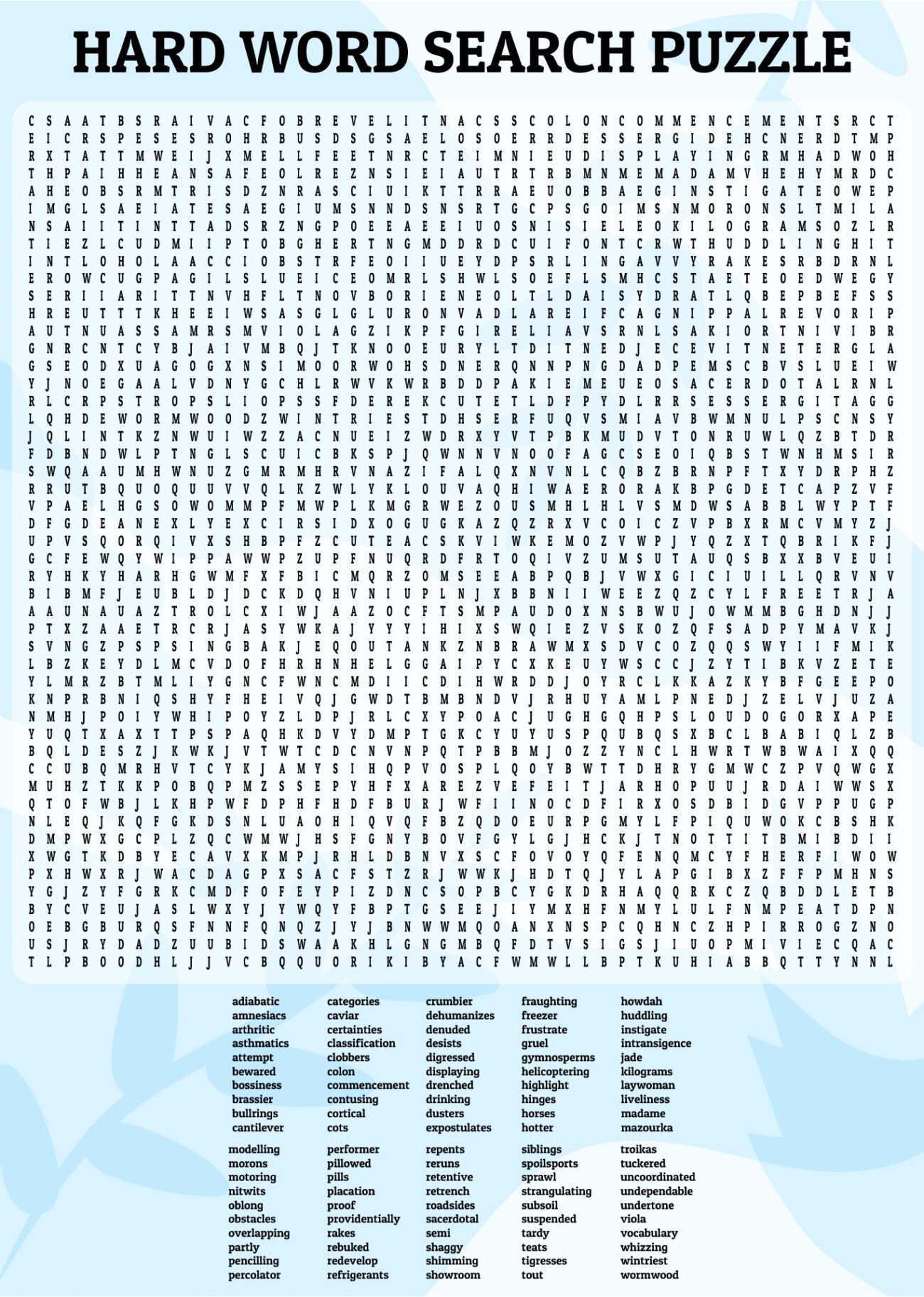 Word Search Hard Free Printable - Free Printable Difficult Word Search Puzzles - Free Printable US