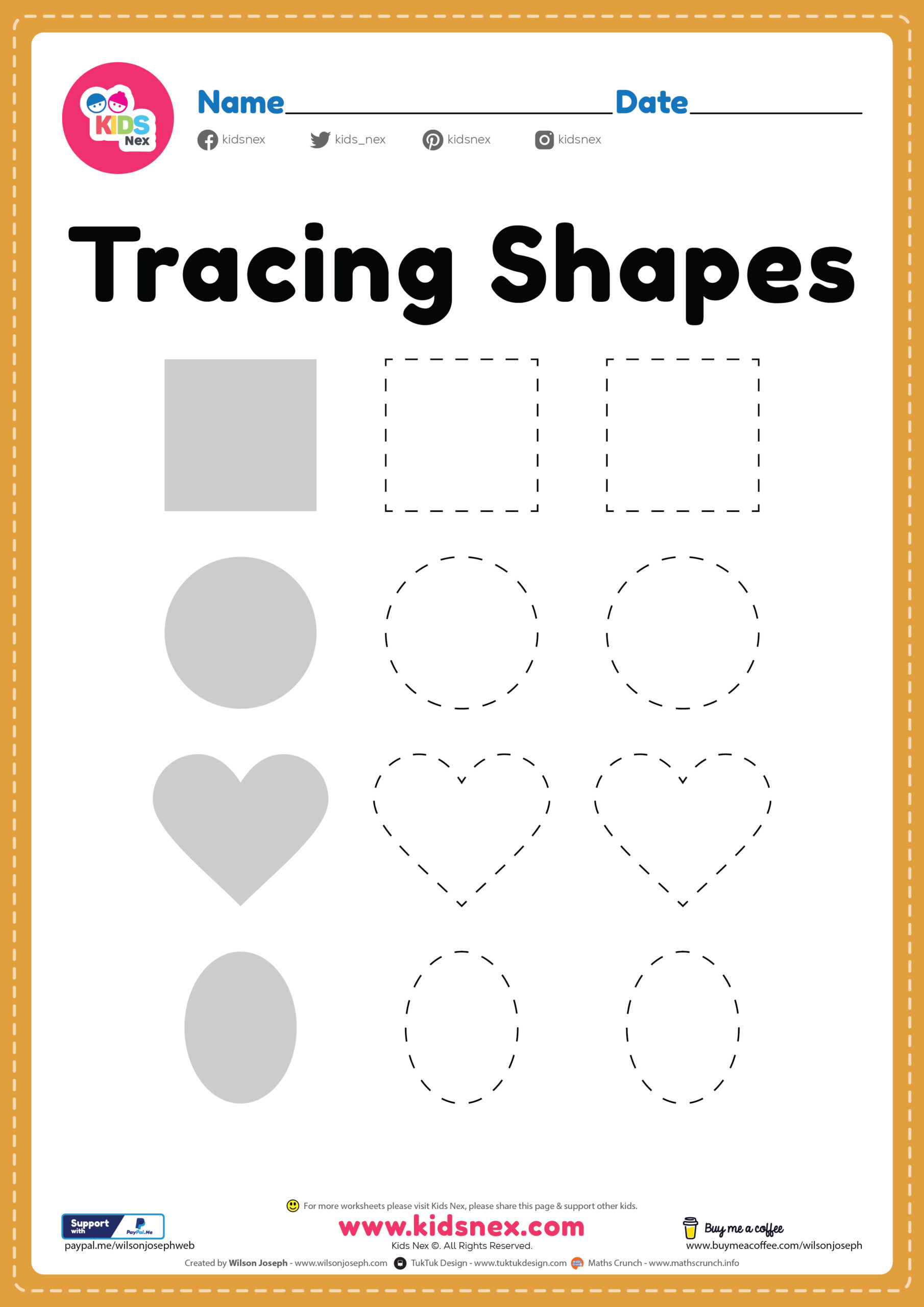 Work Sheets For 3 Year Olds - Free printable shapes worksheet for 3 year olds featuring various shapes to trace