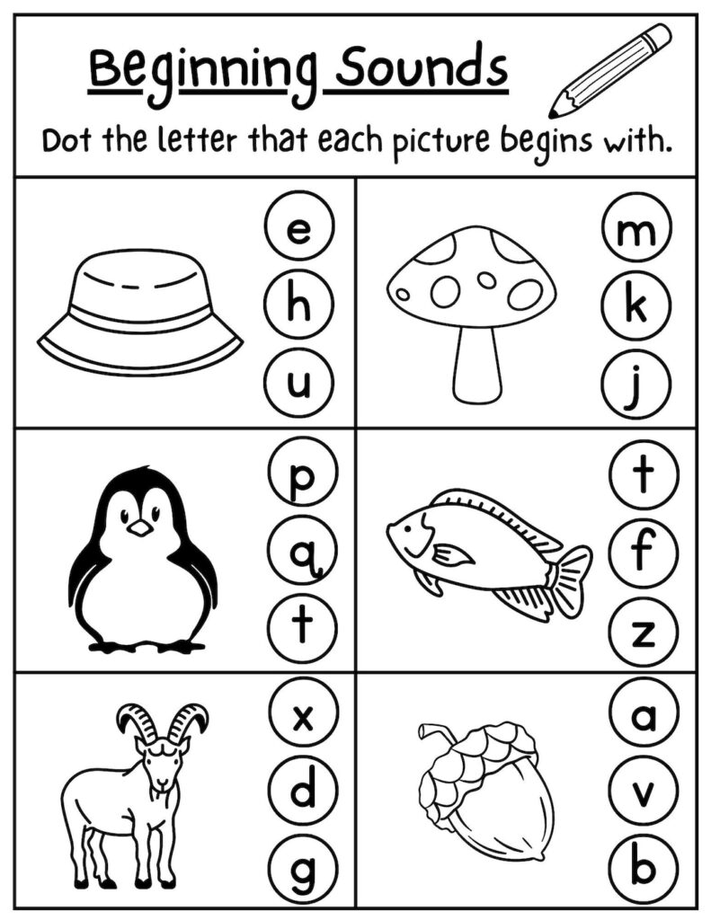 Write The Beginning Sound Of Each Picture - Beginning Sound Worksheets, Alphabet Worksheet, Letter Sounds Worksheet ...