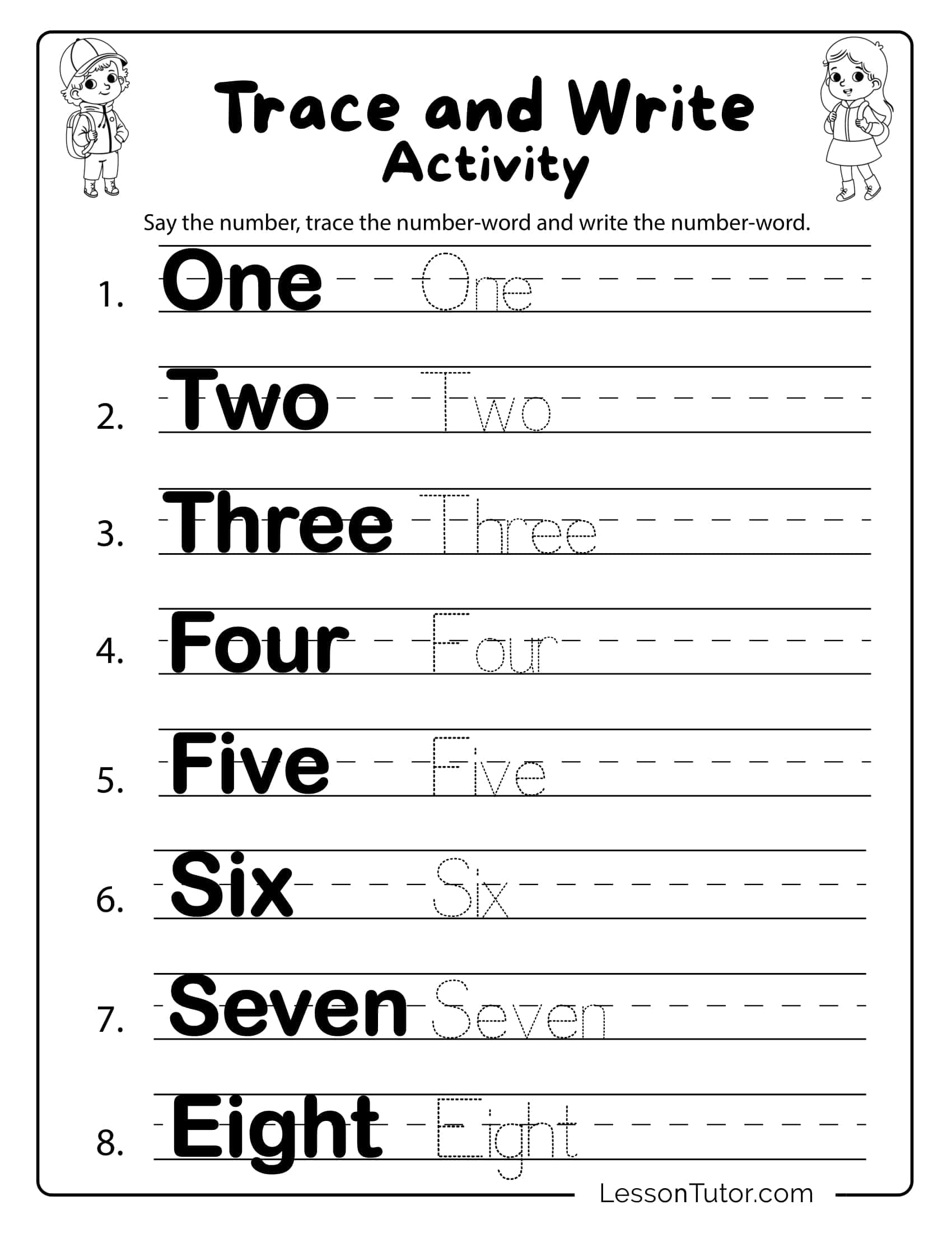 Free printable Writing Numbers Worksheets For Kindergarten featuring numbers in words 1 to 50