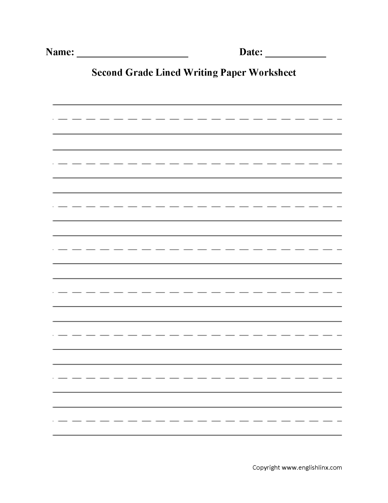 Writing Paper For 2nd Grade - Free Printable 2Nd Grade Handwriting Worksheets