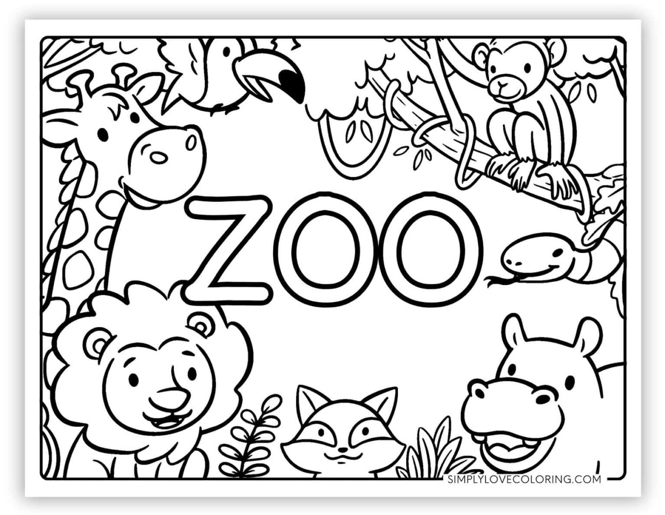 Zoo Animal Coloring Pages For Preschool - Coloring Pages Zoo Lion Animals Face Printable Animal Color Safari ...