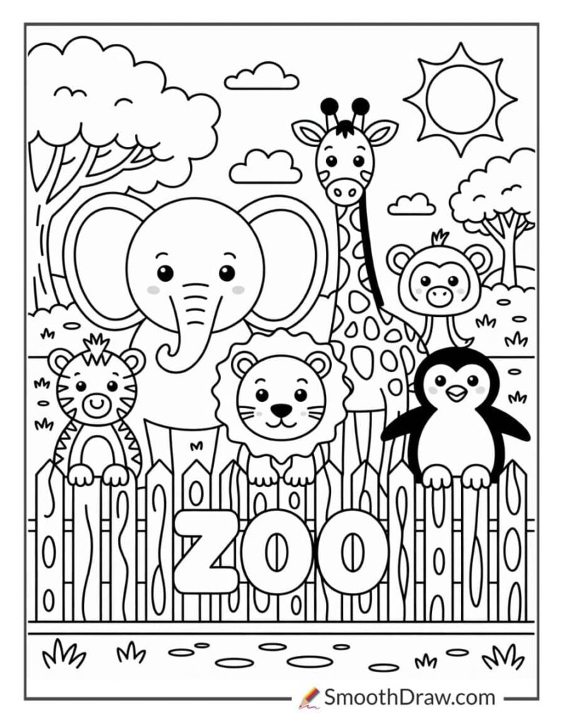 Zoo Cage Coloring Page